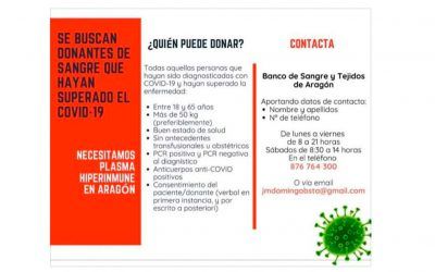El Banco de Sangre busca donantes que hayan superado el Covid-19