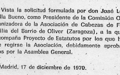 50 años de los Estatutos de la Asociación de Cabezas de Familia de Oliver