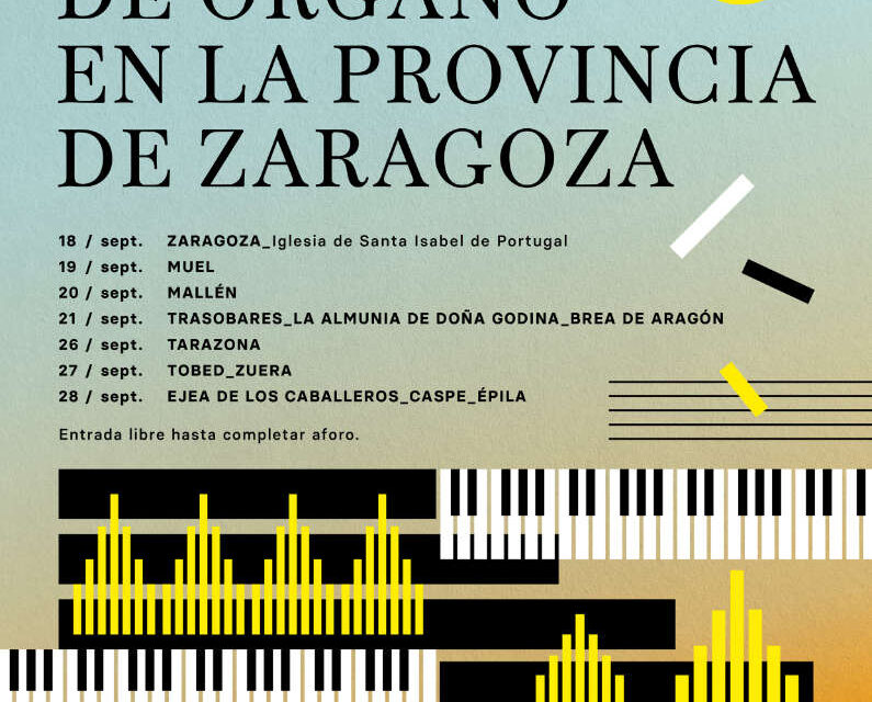 La DPZ organiza una nueva edición de sus Jornadas de Órgano con 12 conciertos en otros tantos municipios del 18 al 28 de septiembre