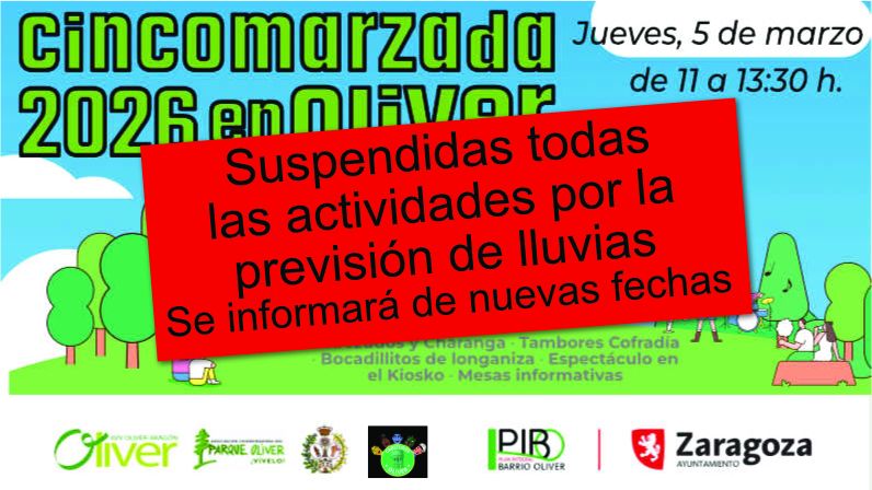 Cincomarzada 2026 en el Parque Oliver SUSPENDIDA